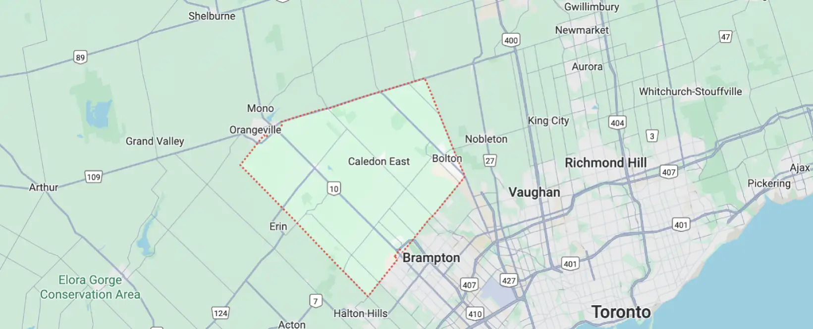 CALEDON Appliance Repair Service Area
